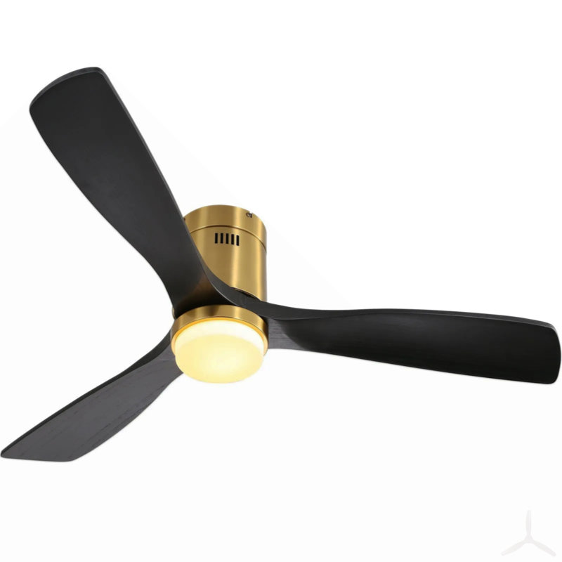 Ventilateur de plafond encastré de 52 pouces avec 3 pales en bois massif, télécommande, moteur à courant continu réversible pour le salon