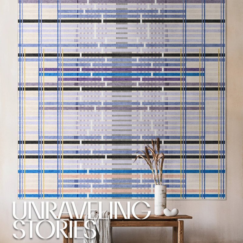 Well Woven Apollo Unraveling Stories by Giorgia Lupi Contemporary Purple Flat-Weave Area Rug, Rectangle 5'3" x 7'3" 