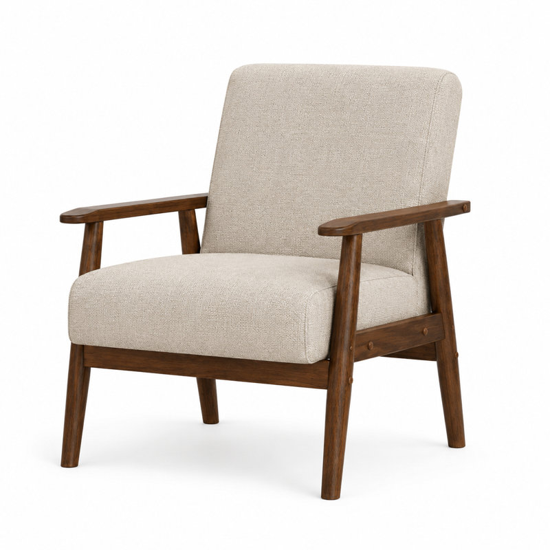 Chaise d'appoint rembourrée Bridgeview, Beige Linen