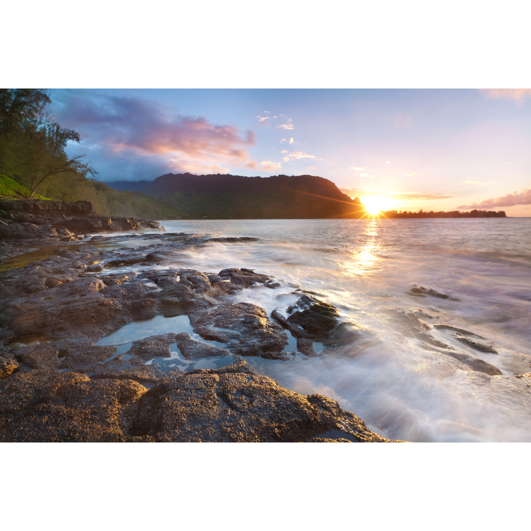 Sonnenuntergang an der Nordküste von Kauai - Leinwandbild