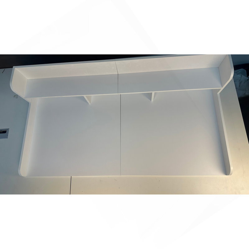 Washer Dryer Countertop With Non-Slip Pads Laundry Wood Shelf Topper With Edge, 54" Width X 27.5" Depth Double Layer Organizer For Washer And Dryer Laundry Hamper Counter Storage Organization (WHITE)