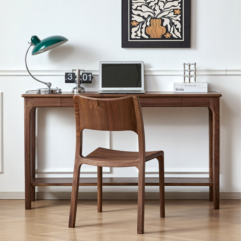 Console rectangulaire en bois massif de couleur noyer noir, H 31,5 po x L 54,33 po x l 13,78 po