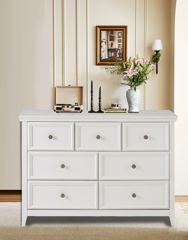 Armoire de rangement classique à 7 tiroirs, organisateurs de placard pour le salon et la chambre à coucher Classic, Blanc