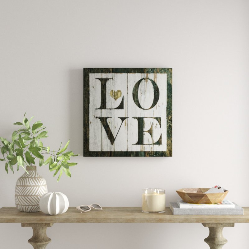 «Love», reproduction d'art textuel, H 32 po x l 32 po x P 1,5 po, Toile tendue