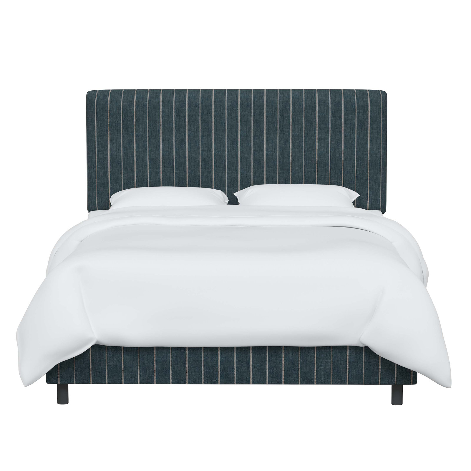 Eisley Cotton Upholstered Bed, King, Fritz Indigo Stripe