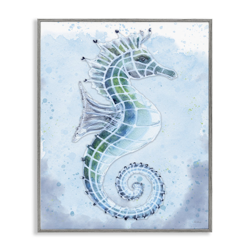 Art hippocampe en vitrail par Patti Bishop, Estampe numérique Farmhouse, H 30 po x l 24 po