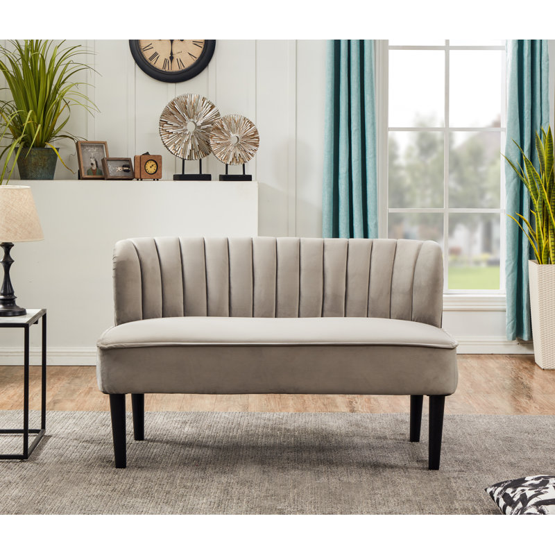 Georgio 2 Seater Velvet Loveseat, Silver