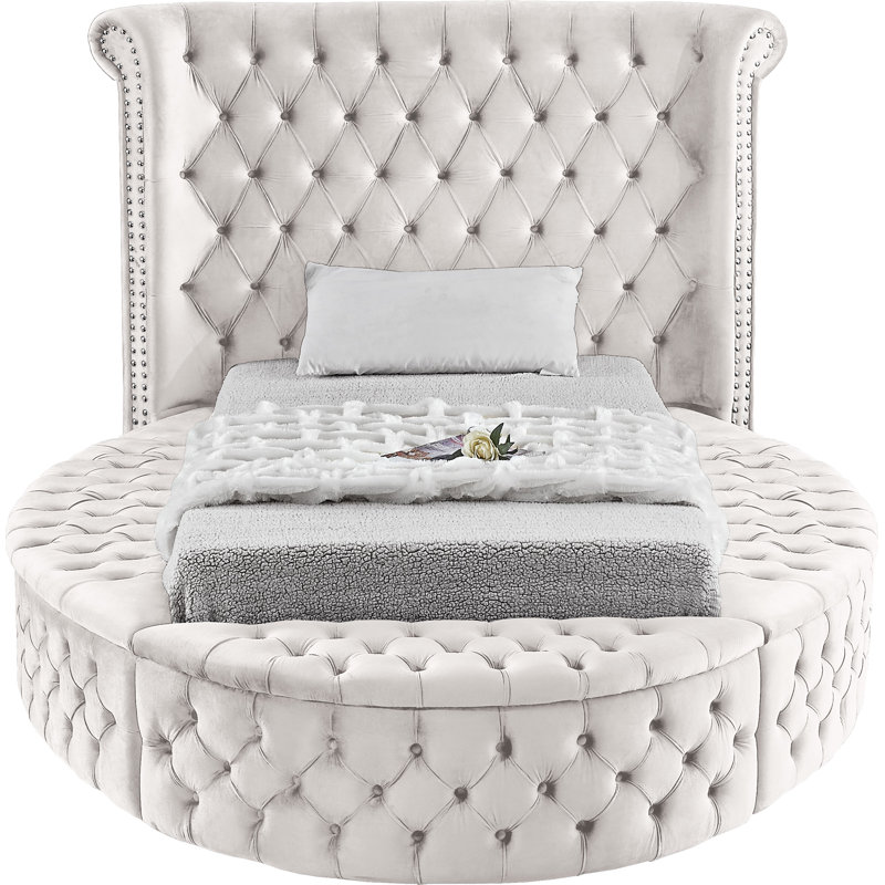 Dorgan Upholstered Wingback Bed, Twin, Cream Velvet