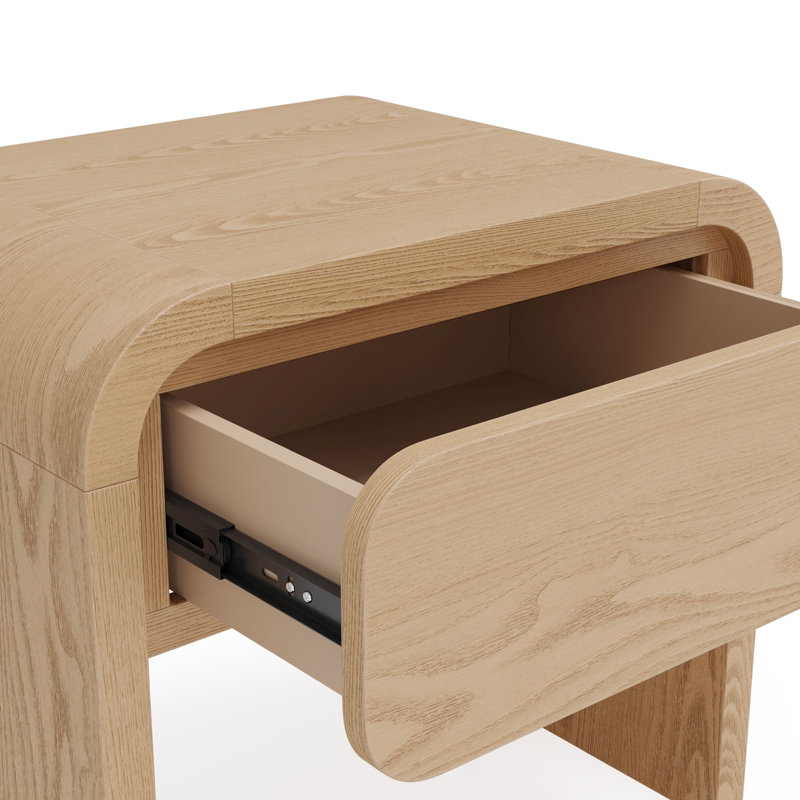 Table de chevet 1 tiroir entièrement assemblée avec menuiserie queue d'aronde Nori, Bois d'œuvre