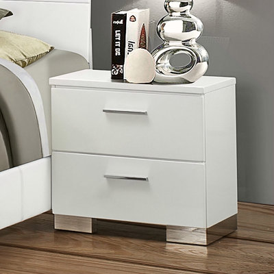 Table de chevet 2 tiroirs au fini ultrabrillant