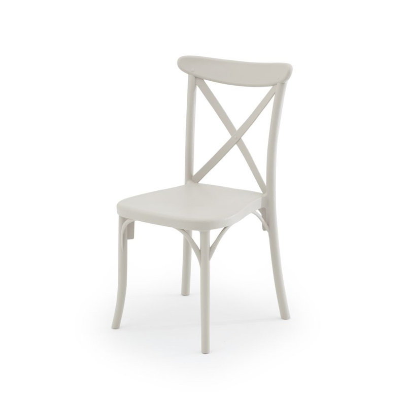 Loewen Stacking Patio Dining Side Chair with Cushion, Beige
