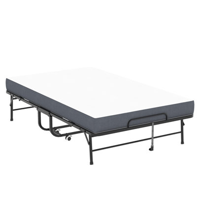 Spacieux lit simple portable de 75 po x 46 po avec mousse à mémoire de forme de 5 po, capacité de 450 lb, pour les lits très longs et larges de camping et de bureau convenant aux invités à la maison