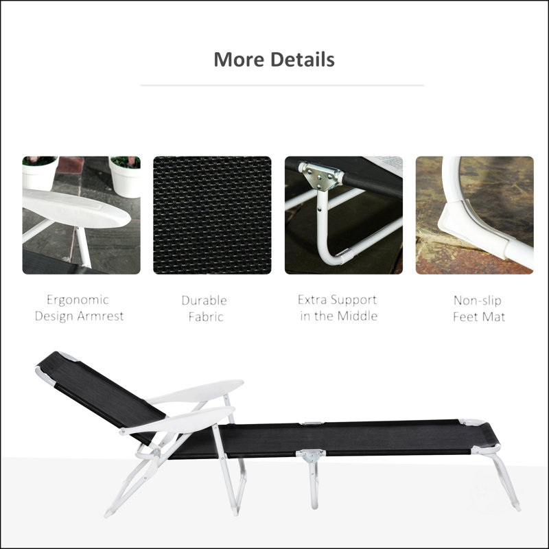 Chaise longue pliante, Noir