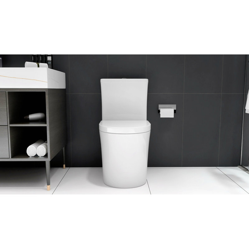 Toilette compacte une blanche - petite profondeur de 23 po pour petite salle de bain, double chasse, siège de salle de bain encastré facile à nettoyer et à installer de 23 po, entretien, grand