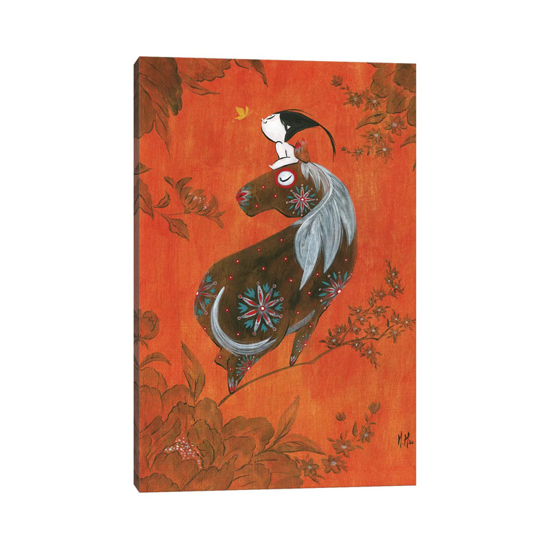 Girl and Horse 1 Piece Wrapped Canvas Wall Art, 20.32 cm H x 30.48 cm W