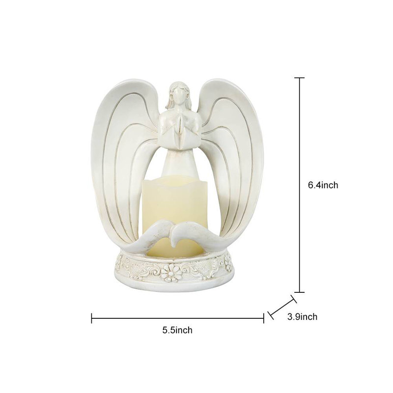 6.4'' H Resin Tabletop Candlestick with Candle Included, Beige