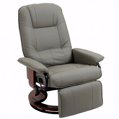 Comfortable Swivel Recliner With Padded Armrest And Extendable Footrest