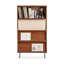Brun + abricot + bois massif argenté + vitrines en acier inoxydable