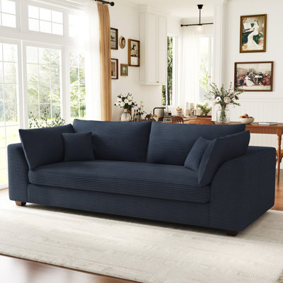 Solid Wood Frame Upholstered Loveseat with Toss Pillows
