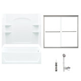 60" W x 74" H Frameless Rectangle Sliding Tub & Shower Kit with Towel Bar and Base Included