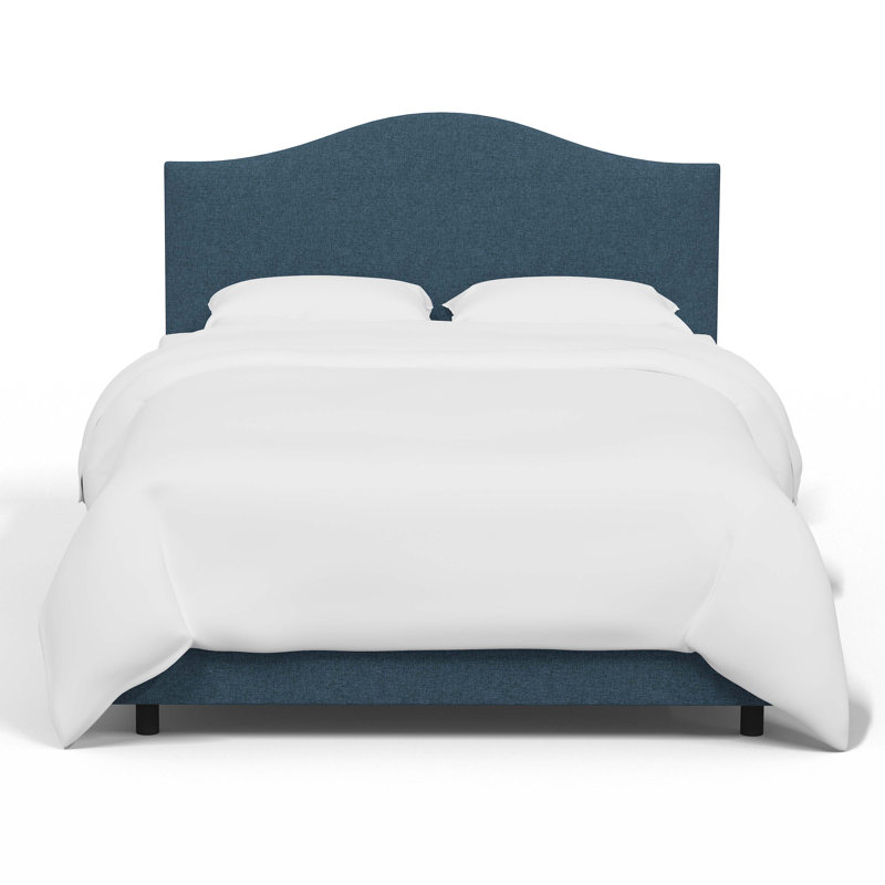 Morris Upholstered Standard Bed, King, Zuma Navy Textured Linen