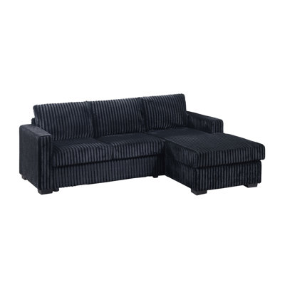 Modern Contemporary Style 2Pc Sectional Sofa Right Arm Chaise Left Arm Sofa Plastic Legs Corduroy Upholstered Primary Living Room