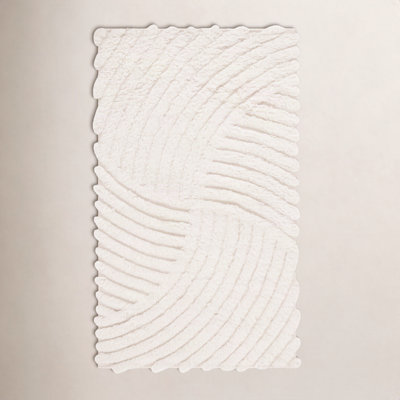 Abriel Ivory Hand-Woven Abstract Wool Rug
