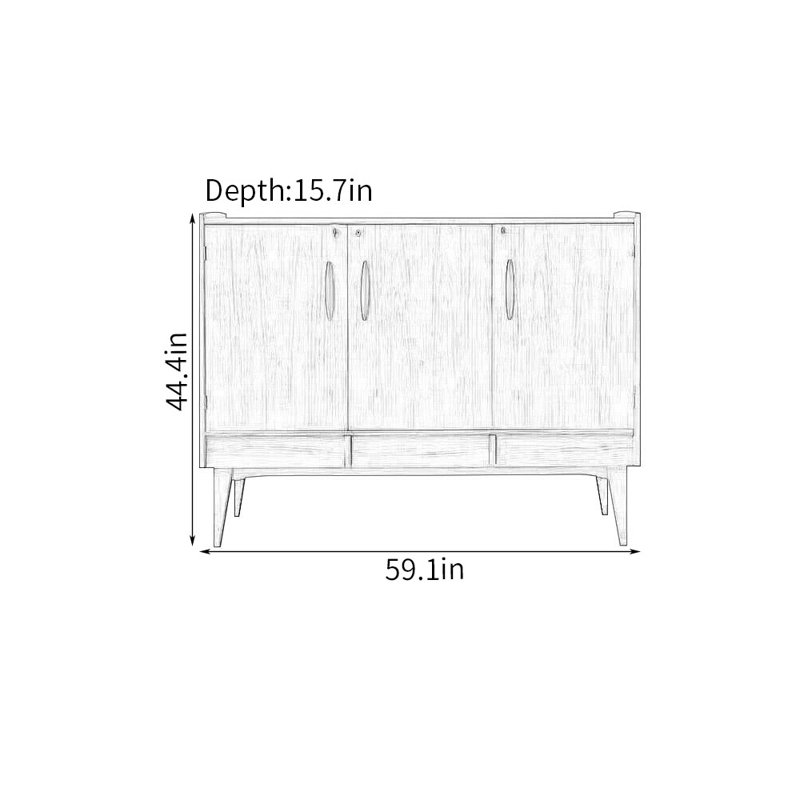 Buffet en bois massif 59,1 po