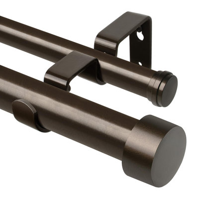 Tringles à rideaux doubles de 1 pouce de 66 à 120 pouces (5,5 à 10 pieds), tringles à rideaux doubles réglables robustes pour fenêtres, tringles à rideaux avec embouts, blanc