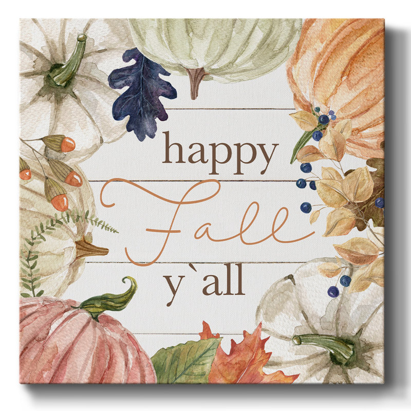 «Happy Fall Y'All» sur toile, H 40 po x l 40 po x P 1,5 po