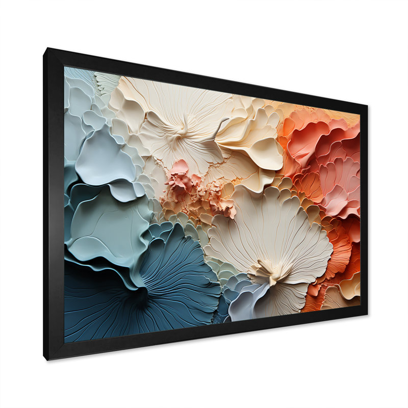 «Beige and Orange Custards Collage II», art mural abstrait pour le salon, L 40 po x H 30 po x P 1,5 po, Cadre simple noir