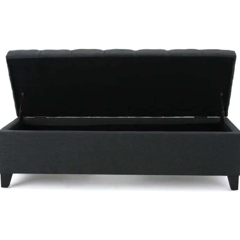 Structure en bois de bouleau 51 po x 17,5 po x 17 po, tissu gris foncé avec capitonnage à boutons et surpiqûres losangées, multifonctionnel moderne gris, largeur 52,31 po x profondeur 17,61 po, hauteur 16,57 po, avec point