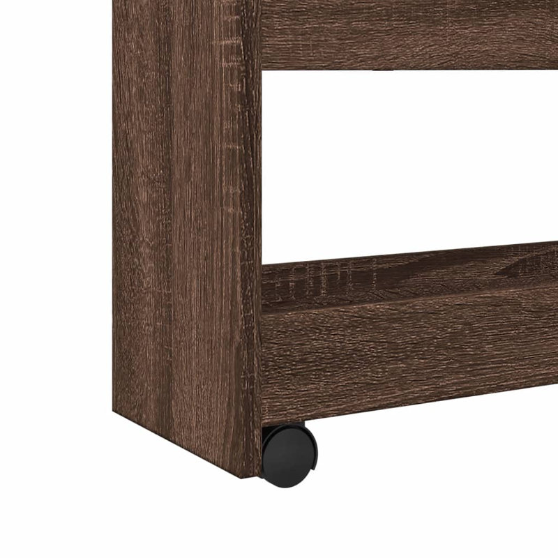 Wood Bar Cart, Brown Oak