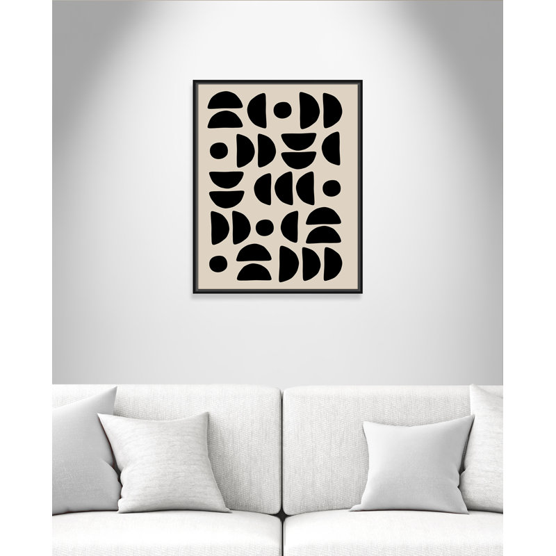 Motif géométrique semi-circulaire de Ristova, 23.5'' W x 29.5'' H, Framed Canvas, Black Floater