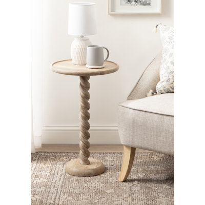 Willoughby Spiraled Mango Wood Round Side Table