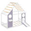 Lit maison avec glissade, bande lumineuse en forme de boule, lit plateforme en bois avec panneau avant, meubles de chambre amusants-133445849