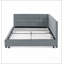 Structure de lit rembourrée capitonnée avec dossier et accoudoirs, bois d'eucalyptus durable pour une stabilité et un confort accrus-307074697