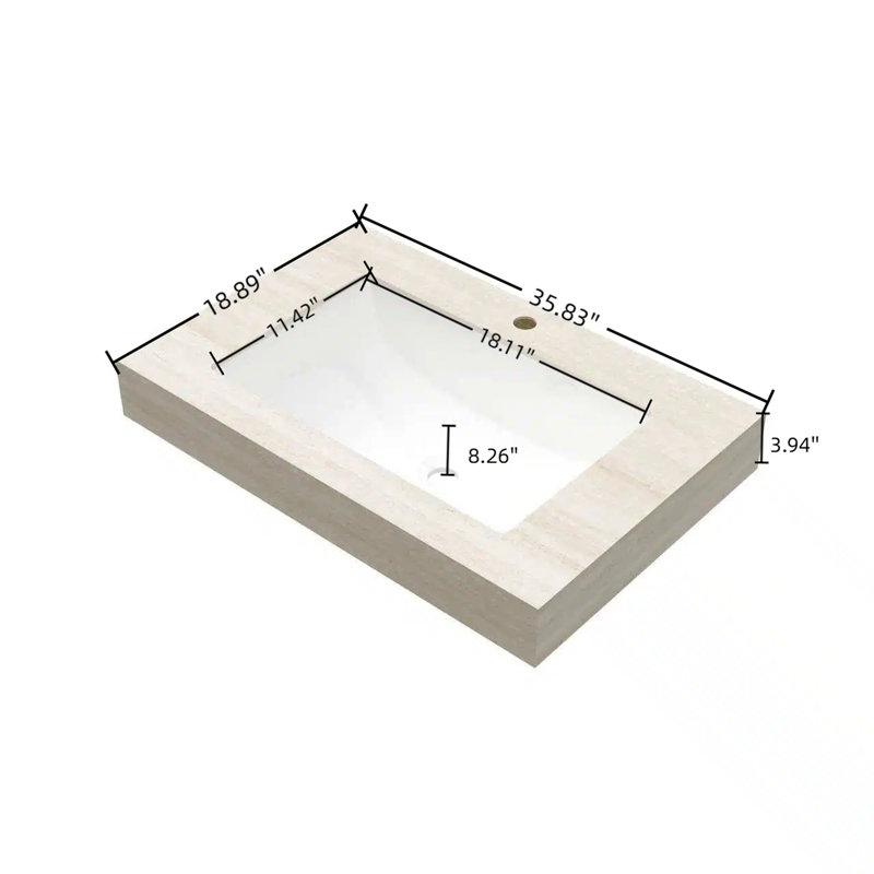 Sintered Stone Countertop and Undermount Ceramic Basin, Beige White