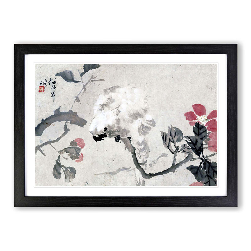 Cockatoo by Ren Yi - Picture Frame Painting, 36cm H x 48cm W x 2cm D, Black Framed