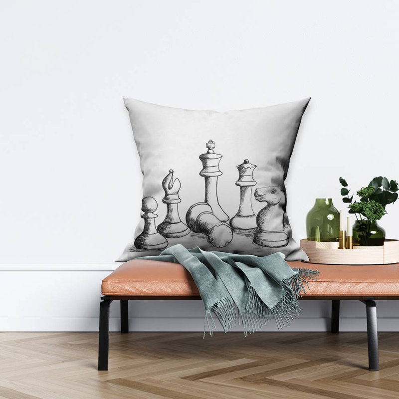 Chess Game Pieces - Man Cave – Throw Pillow Cover Only, Double-Sided Print, Insert Not Included