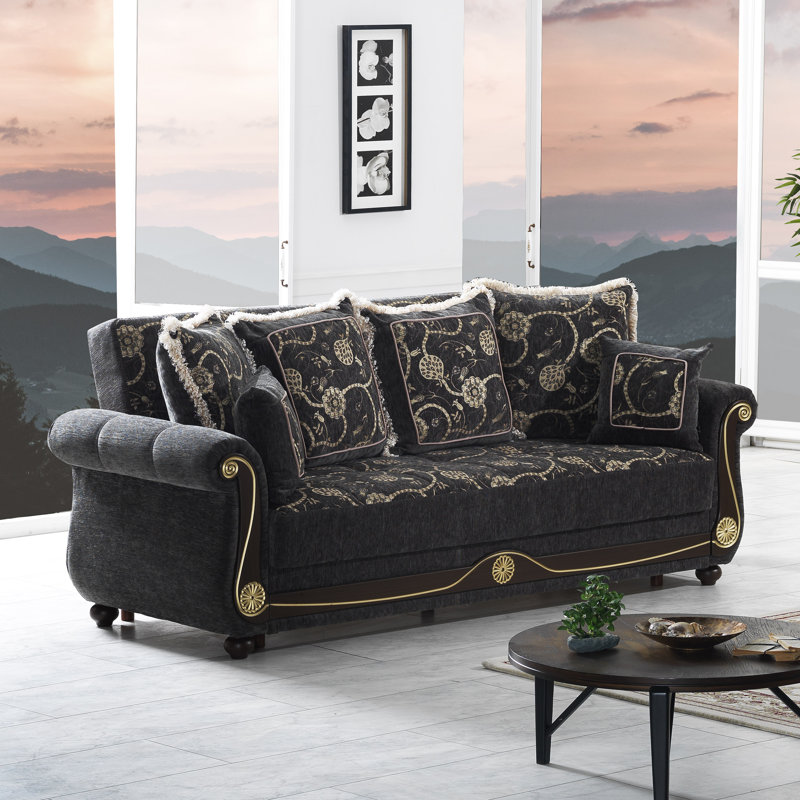Mishonda Americano 95 in. Fabric Upholstered 3-Seater Twin 3-in-1 Sleeper Sofa Bed with Storage, Gray Chenille