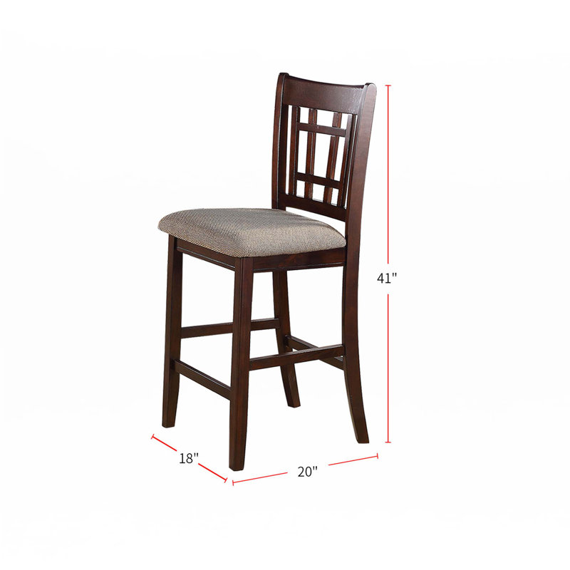 Hauteur de chaise avec siège rembourré beige, ensemble de 2