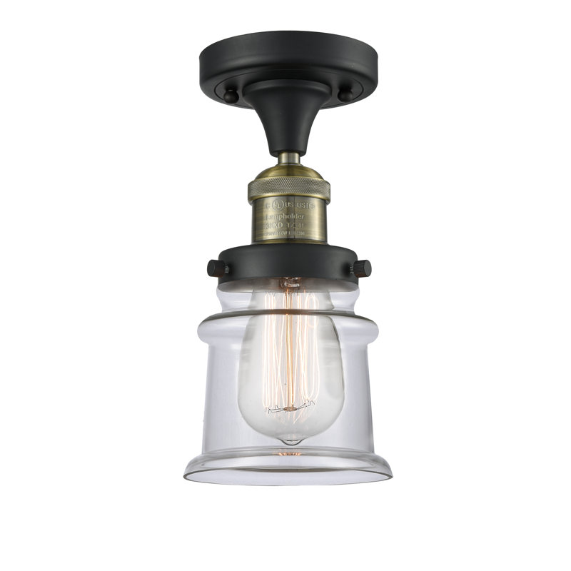 Plafonnier semi-encastré 1 lumière 5,25 po Alexandira, Ampoule non incluse, Transparent, Laiton antique noir