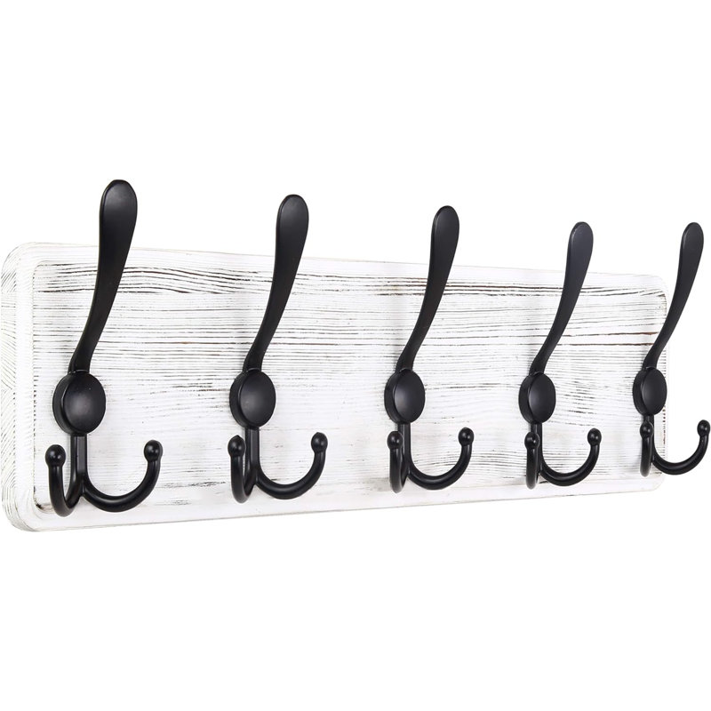Doyal Wall 5 - Hook Wall Mounted Coat Rack, Black/White