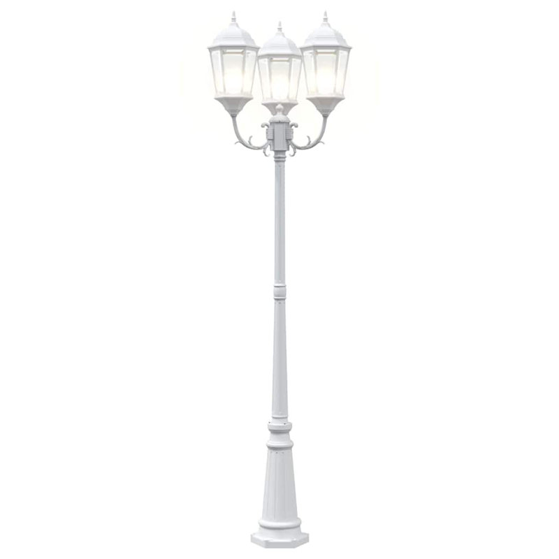 Brighton Garden Light Post Dark Green/Black Outdoor Lamp, White Aluminum, 235cm H x 61cm W x 53cm D