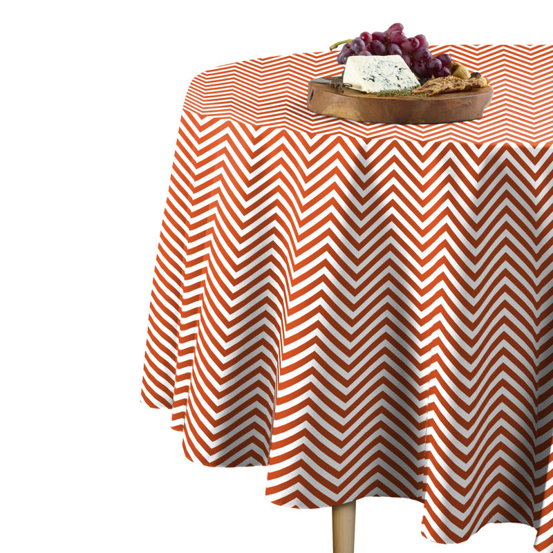 Targa Chevron Round Tablecloth, 84" x 84", Orange
