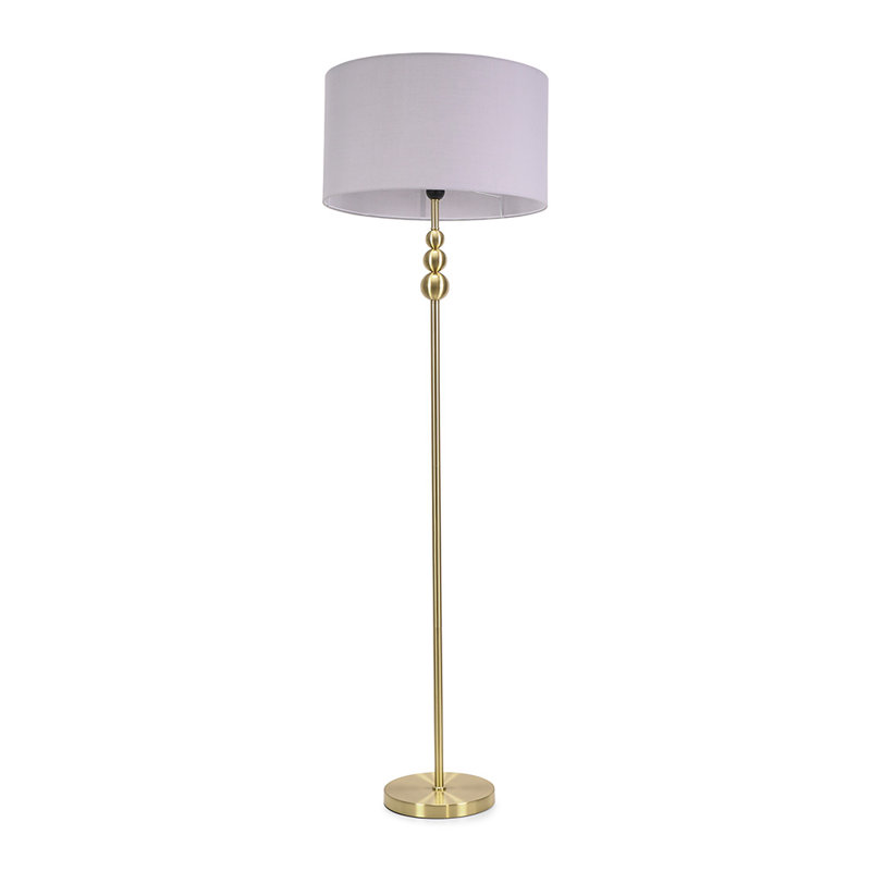 Randalia 145cm Traditional Floor Lamp, Brushed Gold, Grey