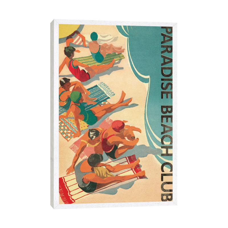 Paradise Beach Club - Print on Canvas, White Framed, 101.6 cm H x 66.04 cm W
