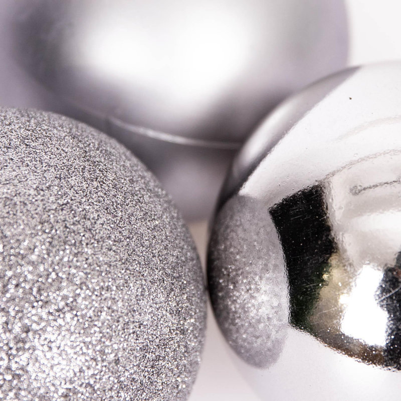 50mm 9 Pack Christmas Baubles, Shatterproof Tree Decorations, Grey