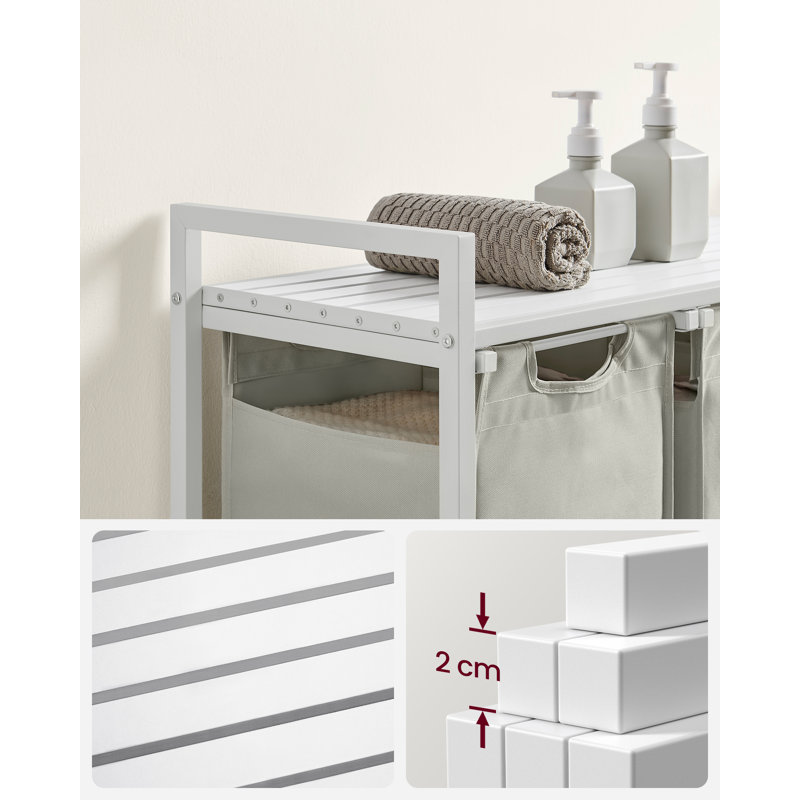 Laundry Sorter with Handles, White/Grey